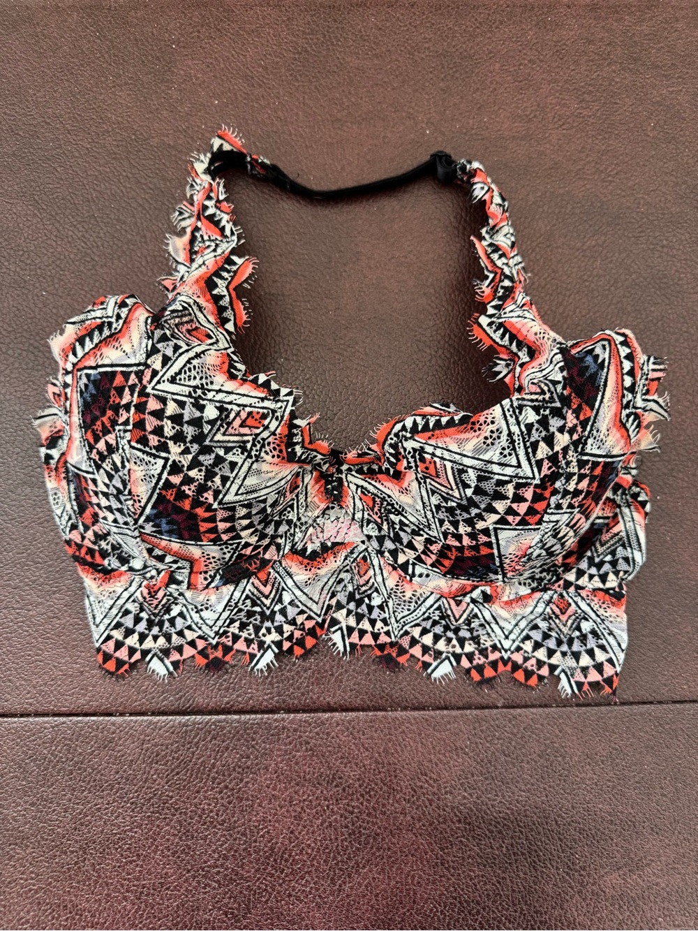 Victoria's Secret Tribal Crochet Bralette - Black & Coral
